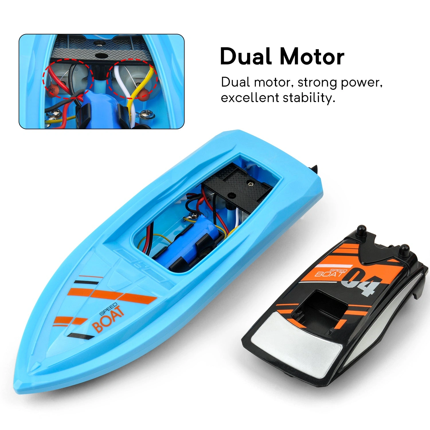 Unleash the Fun GizmoVine RC Boat for Kids High Speed Pool & Lake Action Blue Beast